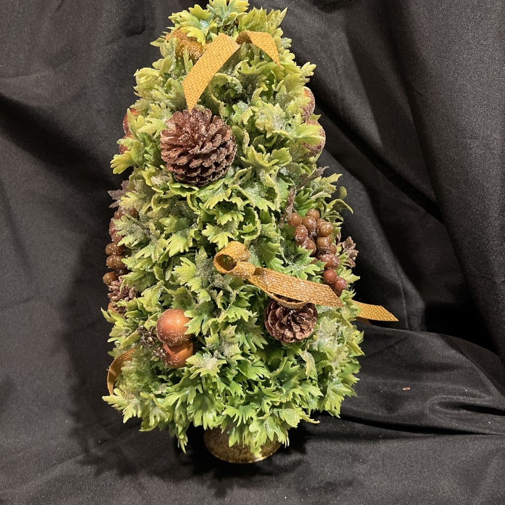 Vintage MCM Plastic Christmas Tree / Topiary/ Table  Decor Fruit Pine Cone 18x11